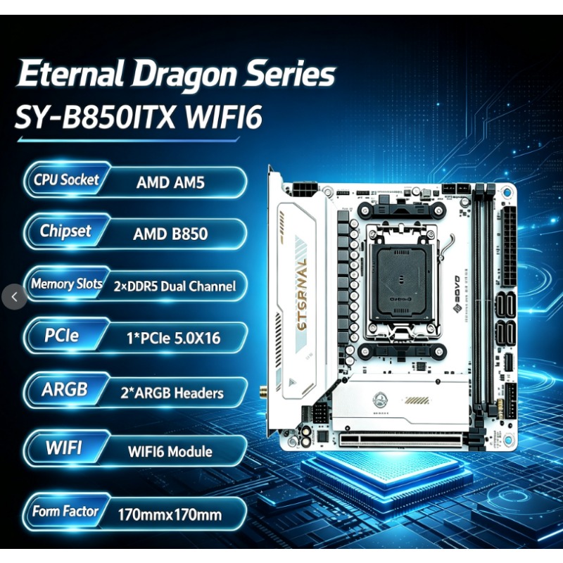 Ddr5 64Gb - SY-B850ITX Carte mère AMD WIFI6 AMD
